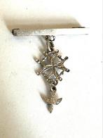 Zilveren broche Hugenoten kruisje, Gebruikt, Minder dan 4 cm, Ophalen of Verzenden, Zilver