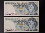 2x 1000 zloty Polen 1982 jaar UNC, Ophalen of Verzenden, Polen, Setje