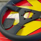 Momo Montecarlo Zwart Geel Leder stuur sportstuur 350mm, Ophalen of Verzenden