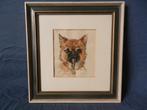 Aquarel Kopje van een hond C.J. Mension 1897 (1882-1950), Ophalen of Verzenden