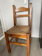 Houten stoel met rieten zitting, Ophalen, Riet of Rotan, Gebruikt, Bruin