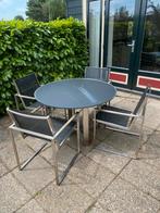Borek Tuinset - 4x stoel , 1x tafel - RVS teak, Ophalen, 4 zitplaatsen, Gebruikt, Rvs