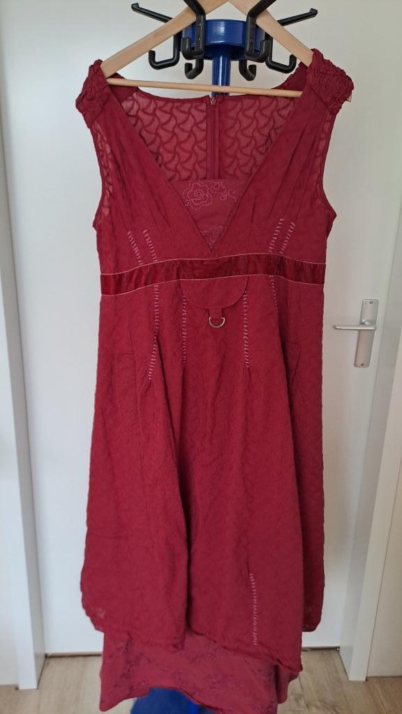 PRACHTIGE ART jurk/overgooier, Kleding | Dames, Jurken, Zo goed als nieuw, Rood, Onder de knie, Ophalen of Verzenden