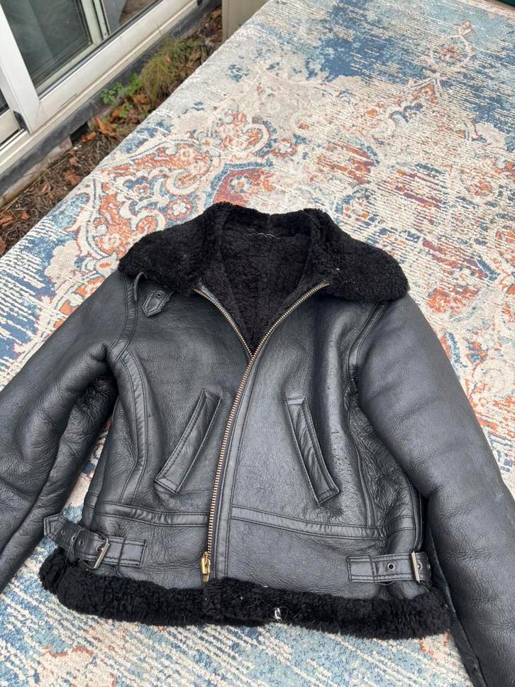 Pilot//aviator / bomber stoere echte schapenwacht jas, Kleding | Dames, Jassen | Winter, Zo goed als nieuw, Ophalen of Verzenden