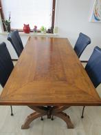 Noten eetkamertafel(Italiaanse oorsprong met intarsia inleg), Huis en Inrichting, Ophalen, Gebruikt, Klassiek noten hout, 50 tot 100 cm