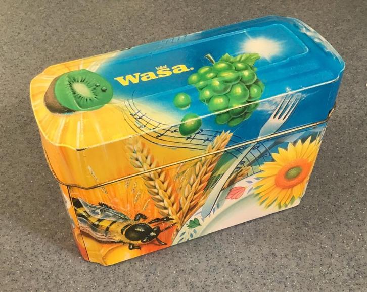 WASA blik met zonnebloem en fruit, Verzamelen, Blikken, Gebruikt, Overige, Overige merken, Ophalen of Verzenden