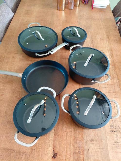 Brabantia Pannenset - 6 delig, Huis en Inrichting, Keuken | Potten en Pannen, Zo goed als nieuw, Pannenset, Aluminium, Inductieplaat