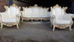 Barok bankstel met stoelen leder, Antiek en Kunst, Antiek | Meubels | Stoelen en Banken, Ophalen