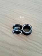 Nieuwe tunnels. Staal. Zwart. Steentjes. 4, 5, 6, 8, 10 - 16, Ophalen of Verzenden, Zo goed als nieuw, Staal, Oor- of Traguspiercing