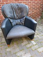 leolux excalibur zwart leer, Huis en Inrichting, Fauteuils, Ophalen, Gebruikt, 50 tot 75 cm, Leer