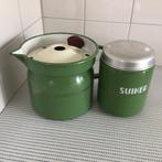 Groen Emaille Spullen Suikerbus en Melkkan., Antiek en Kunst, Antiek | Emaille, Ophalen of Verzenden