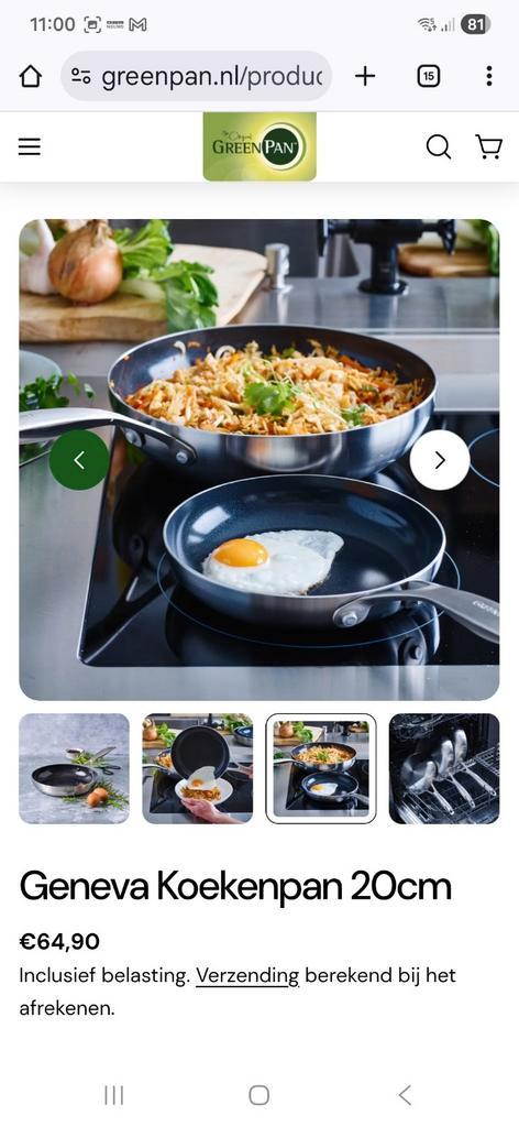 Nieuwe GreenPan Geneva Koekenpan 20cm, Huis en Inrichting, Keuken | Potten en Pannen, Nieuw, Koekenpan of Braadpan, Aluminium