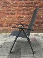 Set van 6 tuinstoelen te koop en 2 voetenbankjes., Ophalen, Gebruikt, Aluminium, Inklapbaar