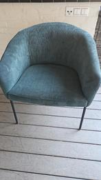 Woood fauteuil ribstof blauwgroen, Ophalen, Minder dan 75 cm, Zo goed als nieuw, Stof