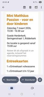 Mini Matthäus passion., Tickets en Kaartjes, Twee personen, Cadeaubon