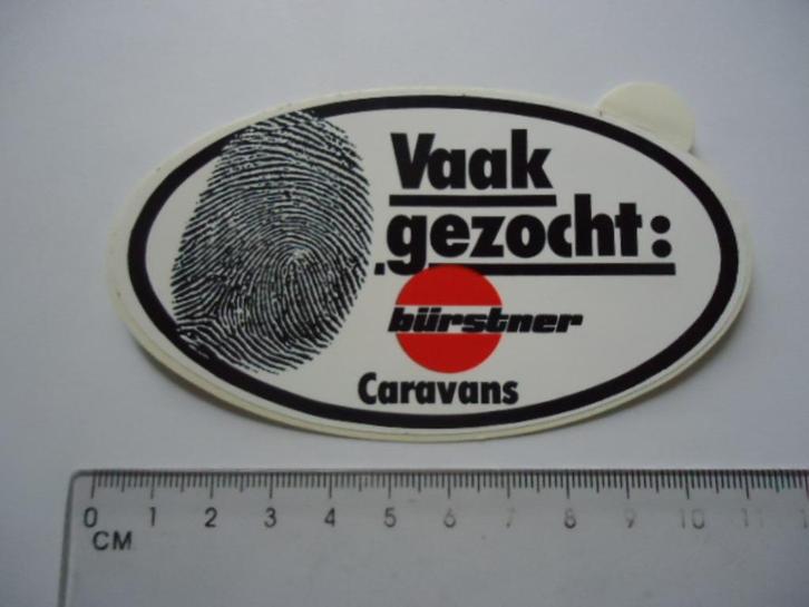 sticker oud BURSTNER caravan camper auto gezocht oldtimer, Verzamelen, Stickers, Zo goed als nieuw, Bedrijf of Vereniging, Verzenden