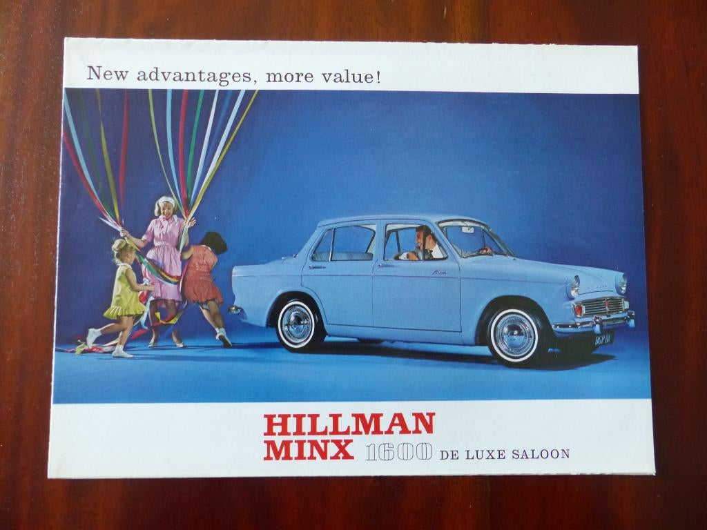 Hillman Minx  V 1600 brochure  1963, Verzenden, Zo goed als nieuw, Overige merken