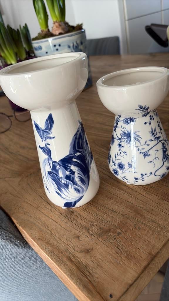 Heinen delfts blauw vaasjes, Ophalen, Blauw, Aardewerk of Porselein, Minder dan 50 cm