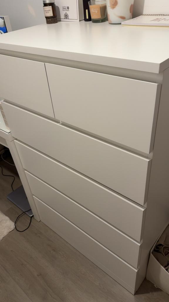 Ikea MALM ladekast - 6 lades, wit, 80x123 cm, Huis en Inrichting, Kasten | Kledingkasten, Zo goed als nieuw, 100 tot 150 cm, 50 tot 100 cm