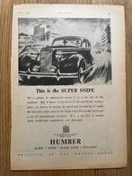 Humber Super Snipe originele advertentie 1946 vintage, Ophalen of Verzenden, Gelezen, Overige merken