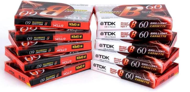 1 doos met 10 stuks TDK B-60 normaal Position type I, Cd's en Dvd's, Cassettebandjes, Nieuw in verpakking, Origineel, Overige genres