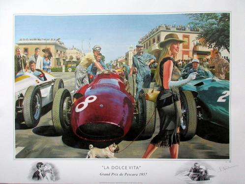 poster '' Grand Prix de Pescara 1957"", Verzamelen, Posters, Zo goed als nieuw, Sport, A1 t/m A3, Rechthoekig Staand, Met lijst