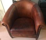 Schapen lederen vintage fauteuil, Huis en Inrichting, Fauteuils, Ophalen, Gebruikt, 75 tot 100 cm, Leer