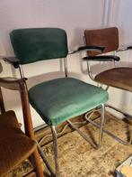 Twee Gispen Eetkamerstoelen buisframe, Huis en Inrichting, Stoelen, Ophalen, Gebruikt, Bruin, Twee