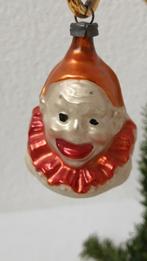 Oude Antieke kerstbal  Clownshoofd oranje kraag, Verzenden, Gebruikt