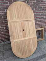 Teak houten ovale tuintafel nooit gebruikt of gemonteerd, Tuin en Terras, Ophalen, Zo goed als nieuw