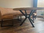 Ronde eettafel met bankje, Huis en Inrichting, Ophalen, Gebruikt, Rond, Vijf personen of meer