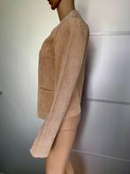 E348 Echt-leren jasje maat M=38 jas jack blazer beige, Maat 38/40 (M), Beige, Ophalen of Verzenden, Zo goed als nieuw