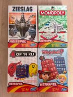Hasbro reisspellen: monopoly, zeeslag, wie is het, 4 op rij, Ophalen of Verzenden, Zo goed als nieuw