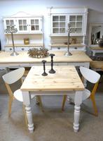 Prachtige witte landelijke vierkante keuken tafel, Ophalen, Gebruikt, Vijf personen of meer, Grenenhout