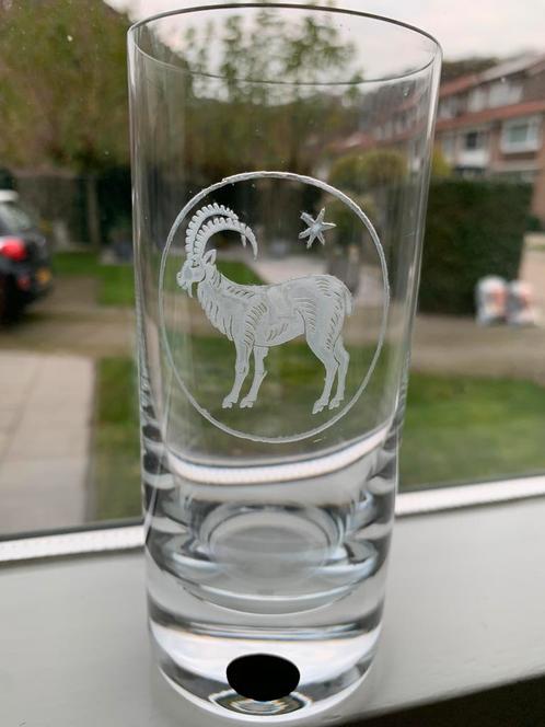 Kristallen glas MOSER met geslepen sterrenbeeld STEENBOK, Verzamelen, Glas en Borrelglaasjes, Zo goed als nieuw, Overige typen