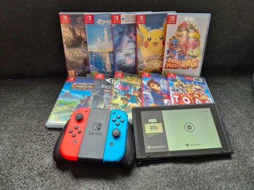 Nintendo Switch plus 10 games, Spelcomputers en Games, Spelcomputers | Nintendo Switch, Zo goed als nieuw, Switch Original, Ophalen of Verzenden