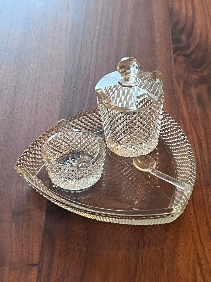 Kristallen Zuurstel met Lepeltje, Antiek en Kunst, Antiek | Glas en Kristal, Ophalen of Verzenden