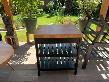 Keukeneiland VADHOLMA zwart/eiken, 79x63x90 cm beschikbaar voor biedingen