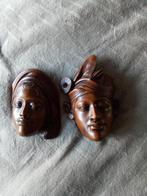 2 indonesie bali wandhoofden vrouw man bruidegom bruid, Antiek en Kunst, Ophalen of Verzenden