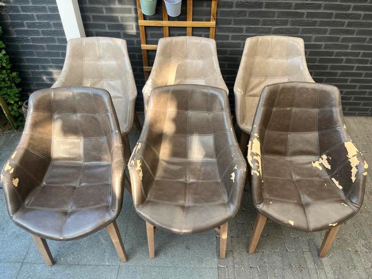 6 eetkamerstoelen, Huis en Inrichting, Stoelen, Gebruikt, Vijf, Zes of meer stoelen, Bruin, Ophalen