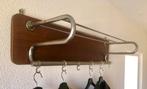 Vintage Gispen stijl wandkapstok hout met chrome, Gebruikt, Minder dan 100 cm, Hout, Ophalen