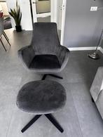 ✅ LUXE Draaifauteuil met Hocker Antracietgrijs🔝Topstaat🔝, Huis en Inrichting, Ophalen, 75 tot 100 cm, Zo goed als nieuw, Stof