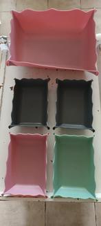 Bakjes / opbergers 5 x roze groen grijs 11 x 16 en 20 x 28, Ophalen of Verzenden, Zo goed als nieuw, Overige typen