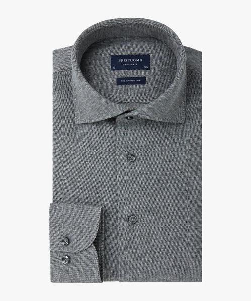 Profuomo slim fit jersey overhemd - grijs boordmaat 40, Kleding | Heren, Overhemden, Zo goed als nieuw, Grijs, Ophalen of Verzenden