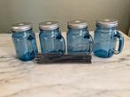 4 glazen met handvat, deksel en rietje 400ml, Ophalen of Verzenden, Nieuw, Overige typen