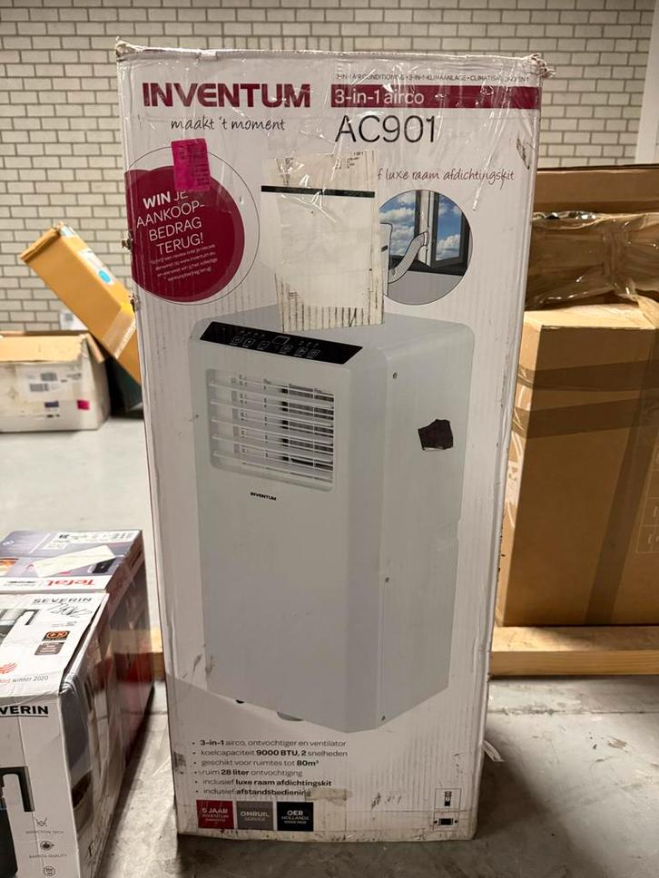 Inventum AC901 Mobiele Airco - 3-in-1, Witgoed en Apparatuur, Airco's, Nieuw, Mobiele airco, 60 tot 100 m³, 2 snelheden, Koelen en Ontvochtigen