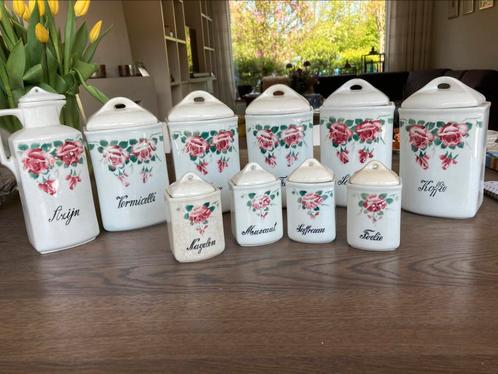 Antieke kruidenpottenset, Antiek en Kunst, Antiek | Porselein, Ophalen of Verzenden