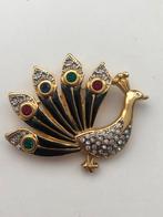 Broche pauw met klereijke strasstenen, Overige materialen, 4 tot 7 cm, Overige kleuren, Ophalen of Verzenden