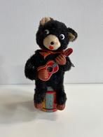 Blik Japans wind-up speelgoed beertje met gitaar jaren 60, Antiek en Kunst, Ophalen of Verzenden