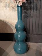 Blauwe Vaas - Decoratief + glazen vogel, excl bloemen, Ophalen of Verzenden, Nieuw, Blauw